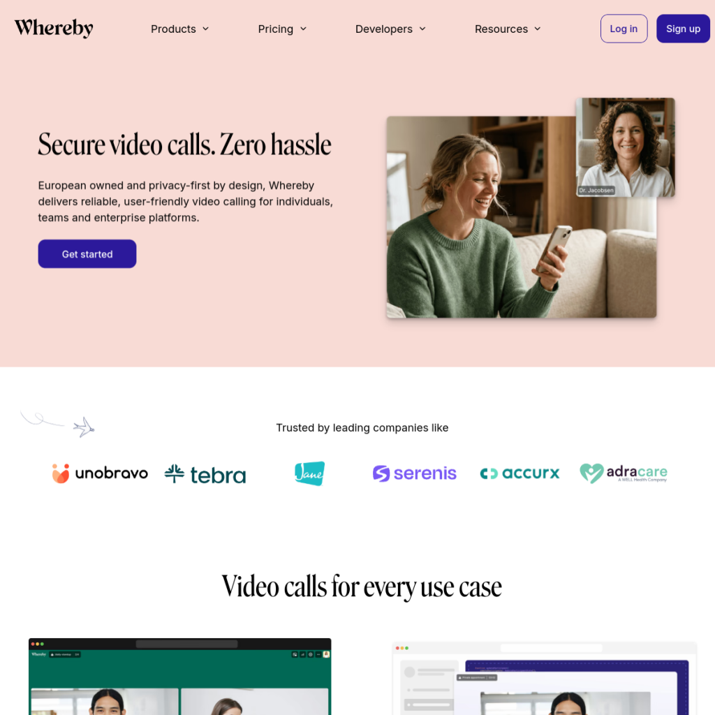 Whereby のサイト画面