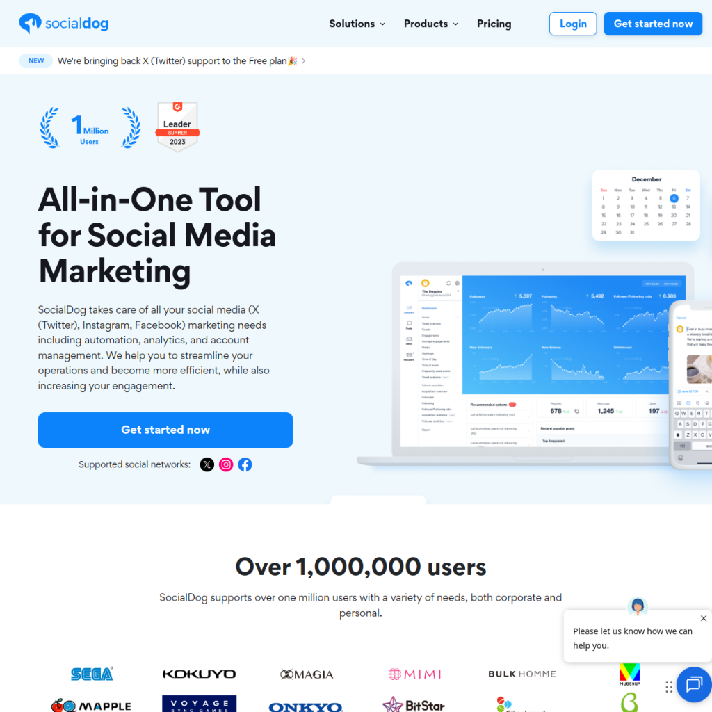 SocialDog のサイト画面