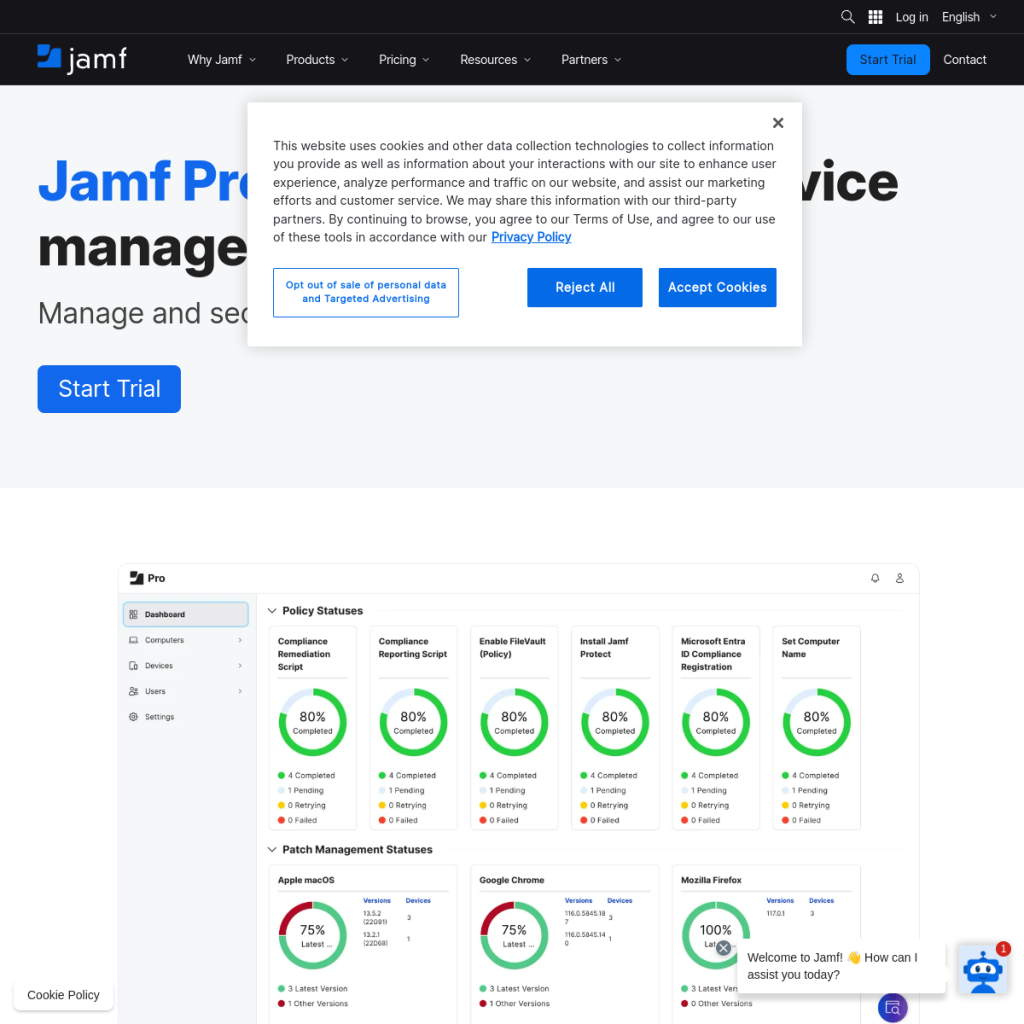 Jamf Pro のサイト画面