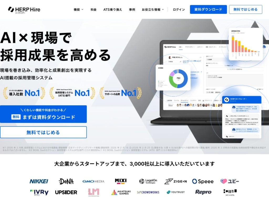 HERP Hire のサイト画面