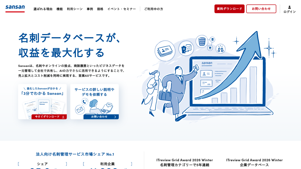 Sansan のサイト画面