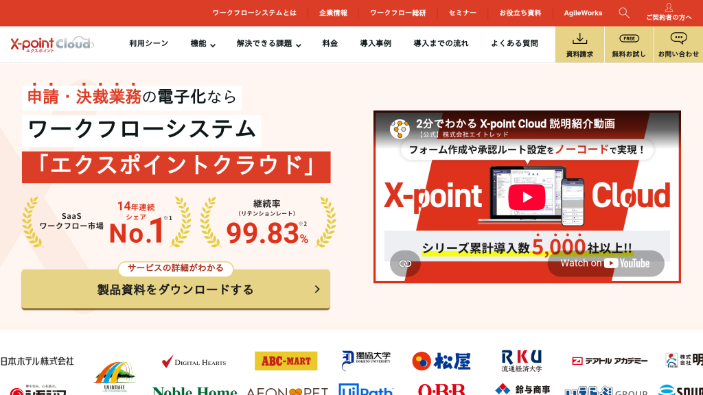 X-point Cloud のサイト画面