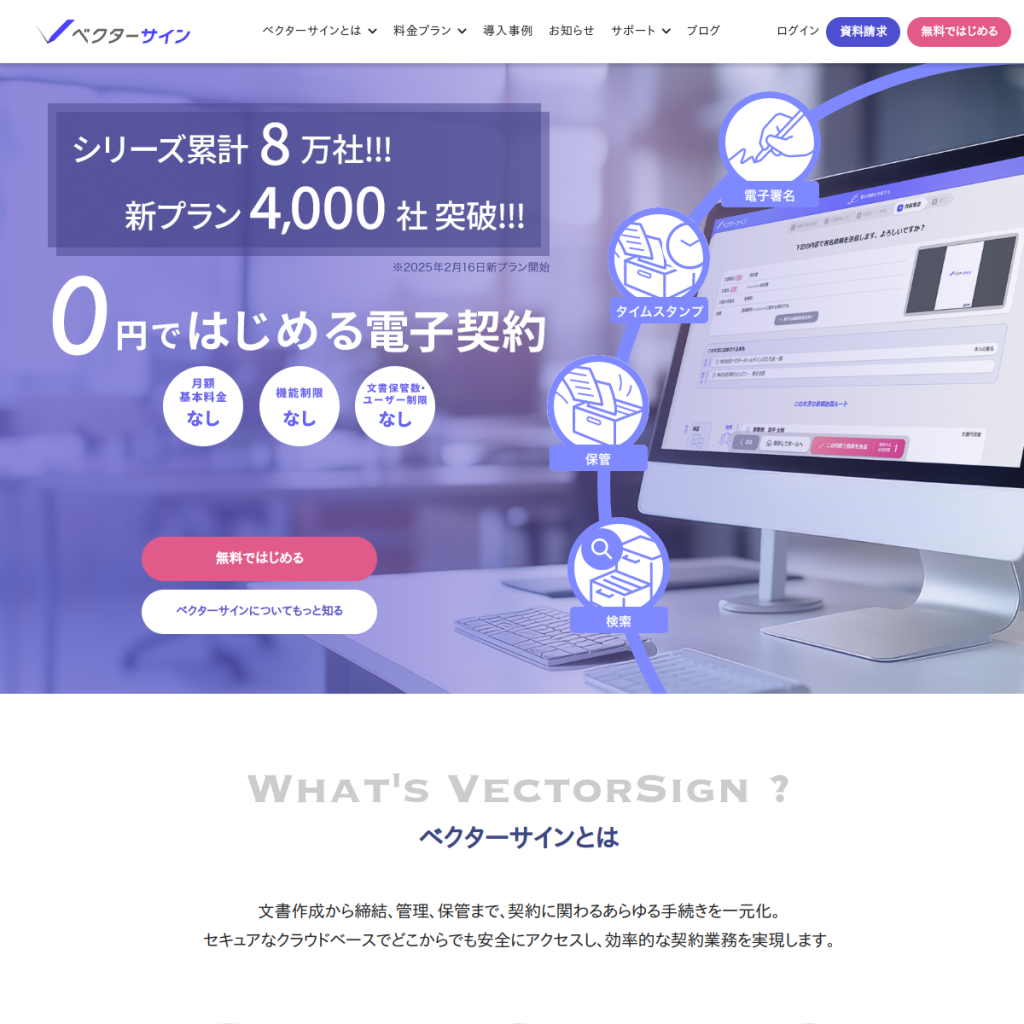 ベクターサイン のサイト画面