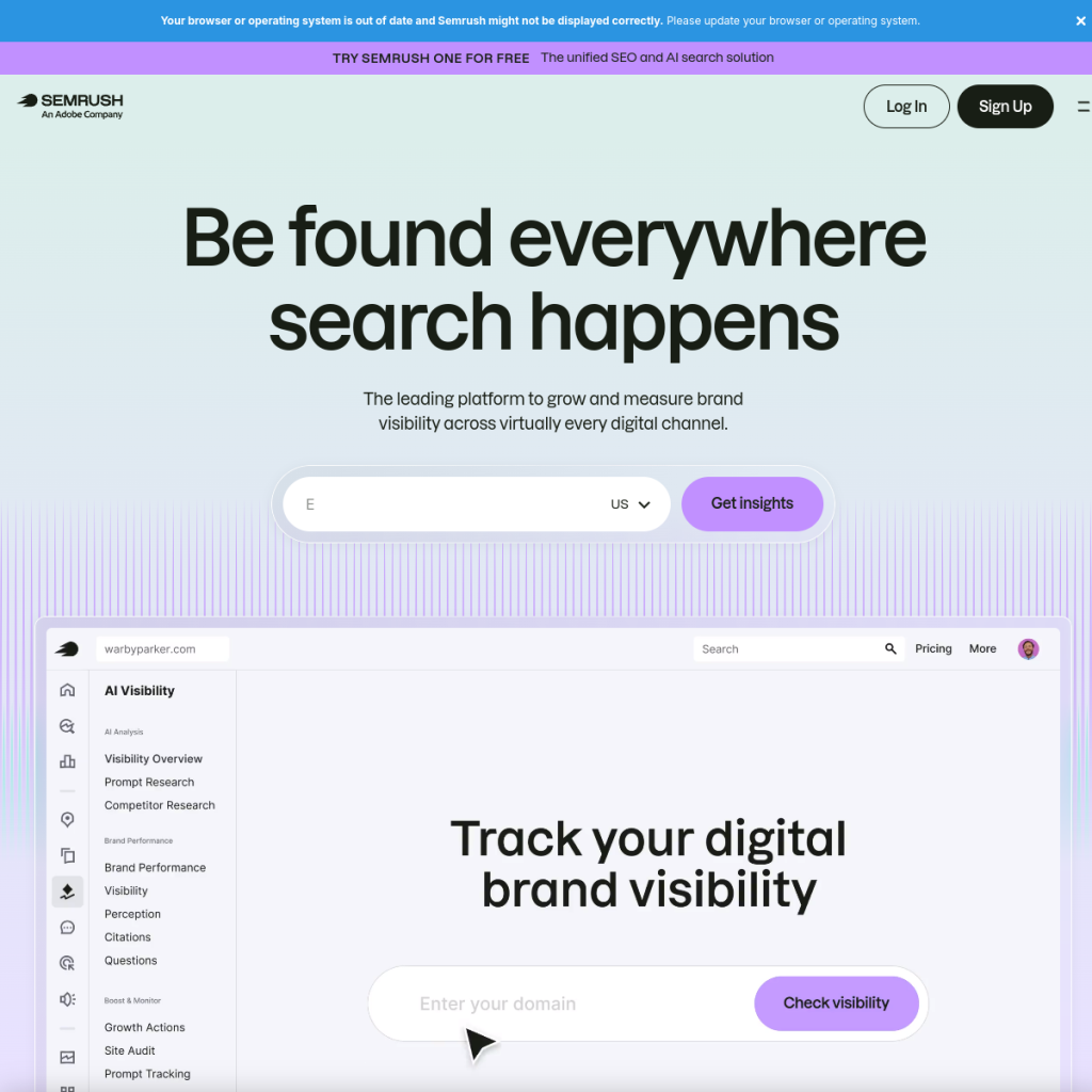 Semrush のサイト画面