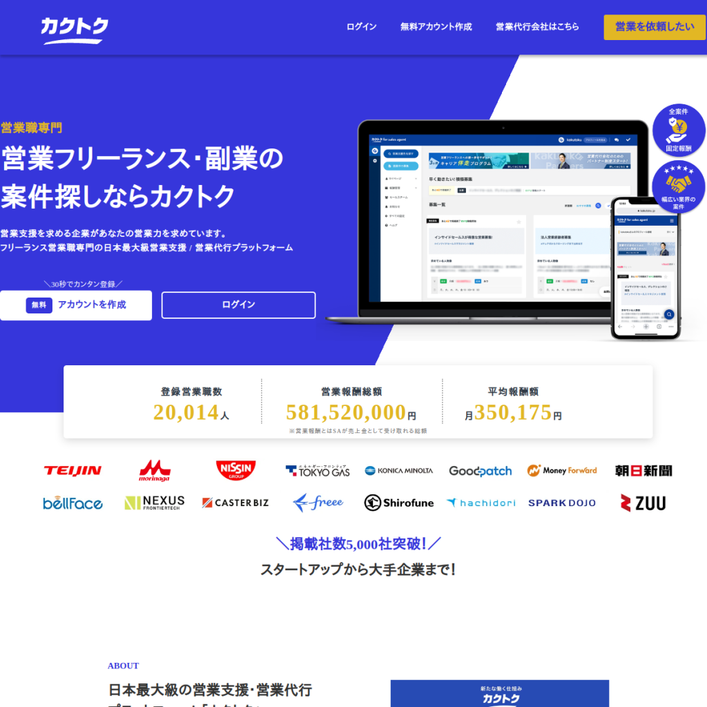 カクトク のサイト画面