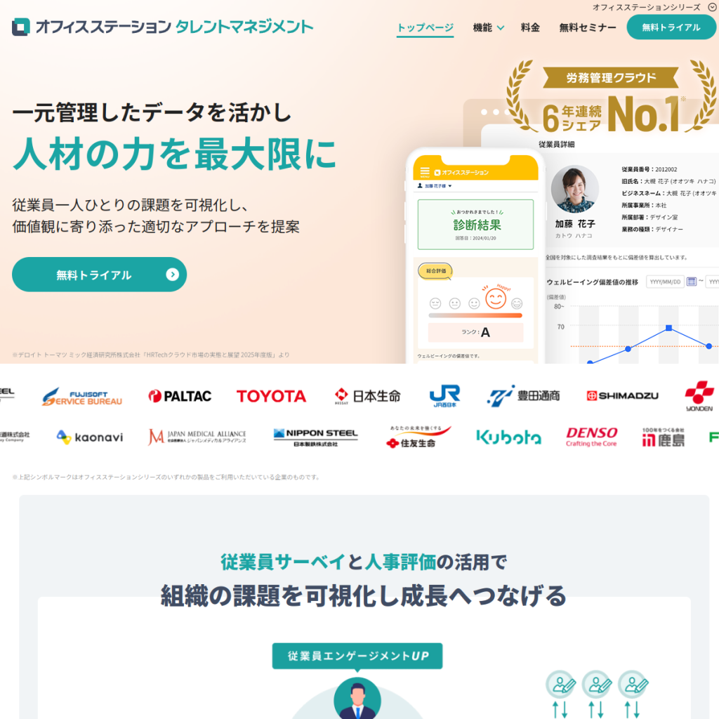 オフィスステーション タレントマネジメント のサイト画面