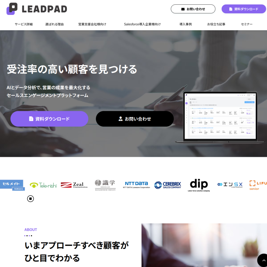 LEADPAD のサイト画面