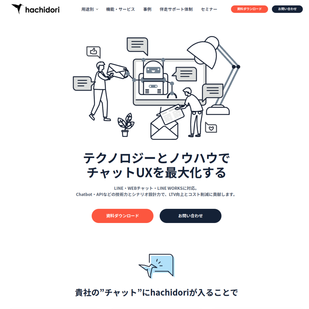 hachidori のサイト画面