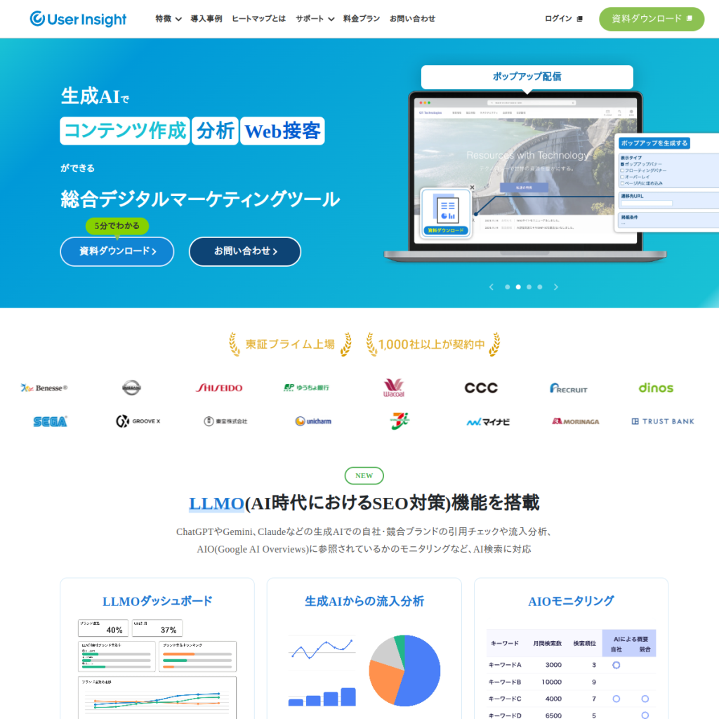 User Insight(ユーザーインサイト) のサイト画面
