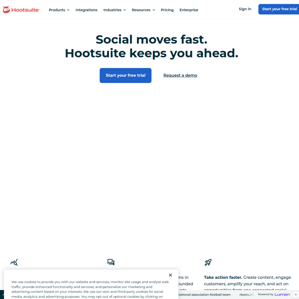 Hootsuite(フートスイート) のサイト画面
