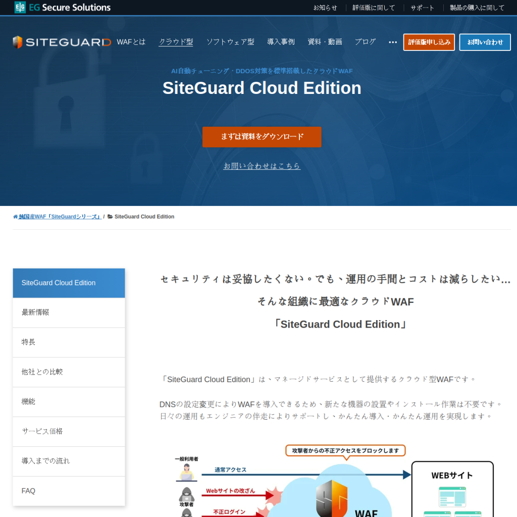 SiteGuard Cloud Edition のサイト画面